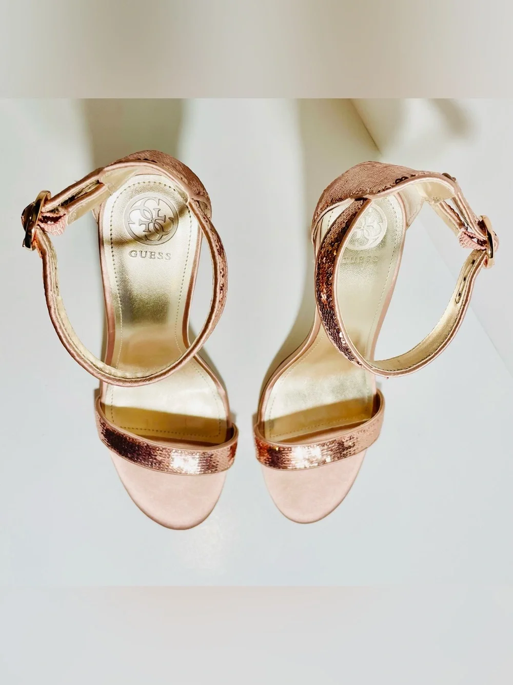 GUESS Pink Sequin Sandal Heels